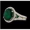3.70 ctw Emerald and Diamond Ring - 14KT White Gold