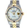 Rolex Mens 2 Tone Mother Of Pearl Diamond & Sapphire 36MM Datejust Wristwatch