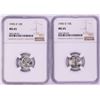 Image 1 : Lot of (2) 1945-D Mercury Dime Coins NGC MS65