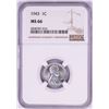 1943 Lincoln Steel Wheat Cent Coin NGC MS66