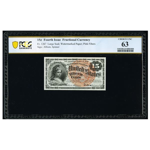 15 Cent Fourth Issue Fractional PCGS 63