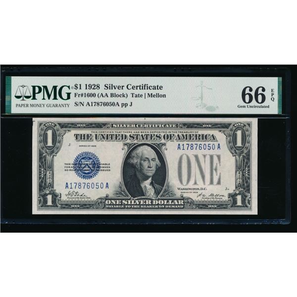 1928 $1 Silver Certificate PMG 66EPQ