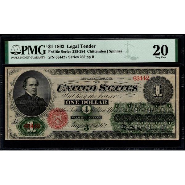 1862 $1 Legal Tender Note PMG 20