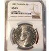 Image 1 : 1949 $1 Canada Silver Dollar NGC MS65