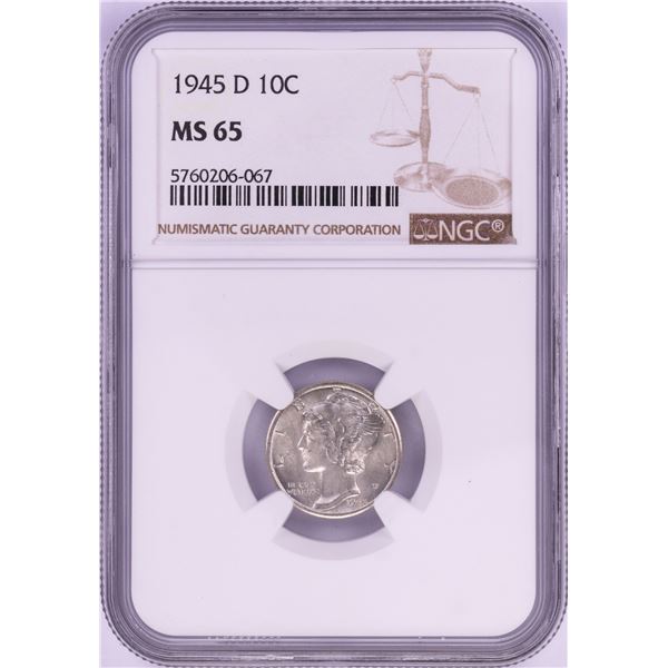 1945-D Mercury Dime Coin NGC MS65