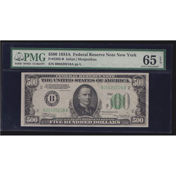 1934A $500 New York FRN PMG 65EPQ