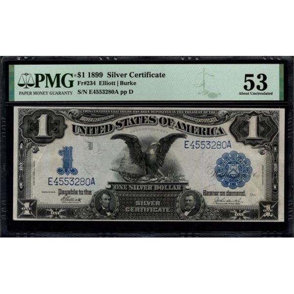 1899 $1 Black Eagle Silver Certificate PMG 53