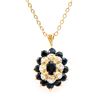 Plated 18KT Yellow Gold 2.60ctw Black Sapphire and Diamond Pendant with Chain