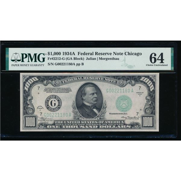 1934A $1000 Chicago FRN PMG 64