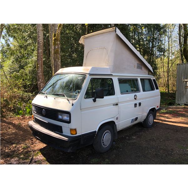 1988 VW WESTFALIA VANAGON, WHITE VIN# WV2ZB0258JH049025, 176300KM, 2.2L SUBARU ENGINE, AUTOMATIC,