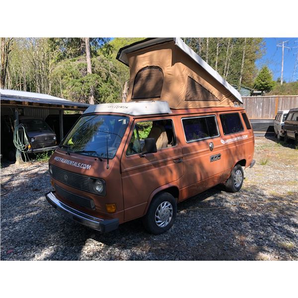 1984 VW WESTFALIA VANAGON FULL CAMPER, BROWN, VIN# WV22B0258EH047703, 36607KM, 4 CYLINDER, 4 SPEED