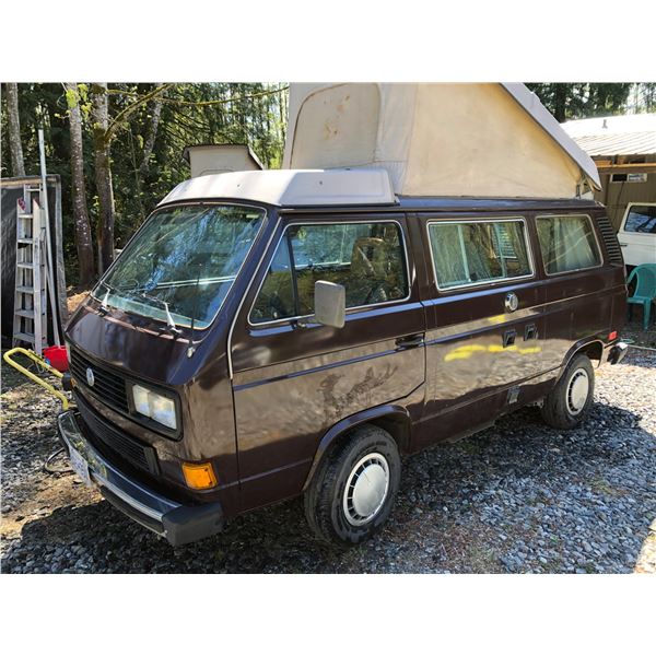 1986 VW WESTFALIA VANAGON GL FULL CAMPER, BROWN, VIN# WV2ZB025XGH033868, 261127KM, 2.5L SUBARU