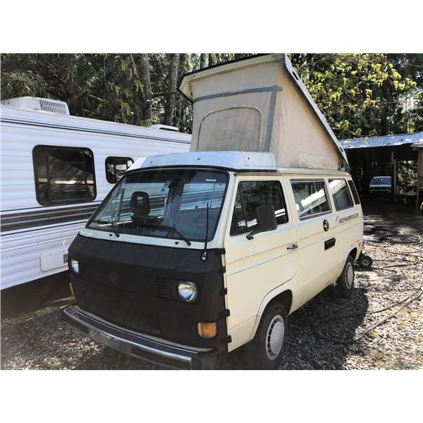 1984 VW WESTFALIA VANAGON CAMPER, YELLOW, VIN# WV2ZB0259EH039111, 254368KM, 4 SPEED MANUAL, SLEEPS