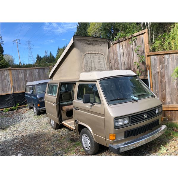 1986 VW WESTFALIA VANAGON GL FULL CAMPER, YELLOW, VIN# WV2ZB0252GH034223, 180484KM, RUST FREE BODY,