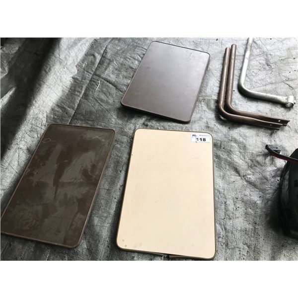 ASSORTED VANAGON SWIVEL TABLE TOPS & POSTS (APPROX 13 TOPS & 13 POSTS) *NANAIMO*