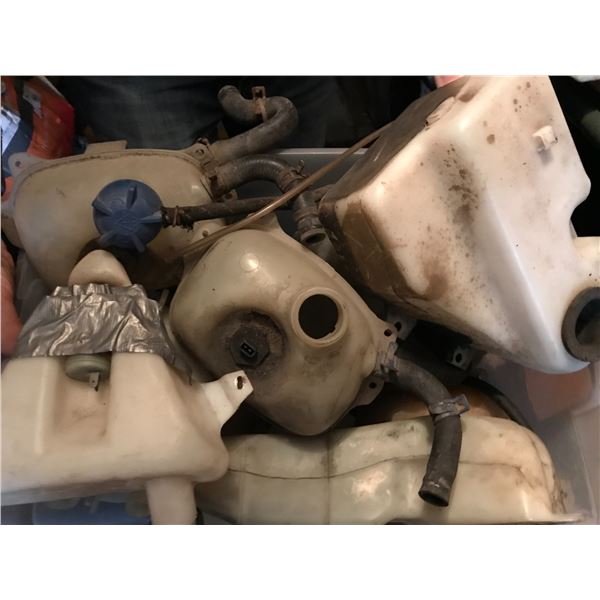BIN OF WIPER MOTORS & HARDWARE, BIN OF VARIOUS TANKS, BIN OF VACUUM LINES & CONNECTIONS, INTAKE
