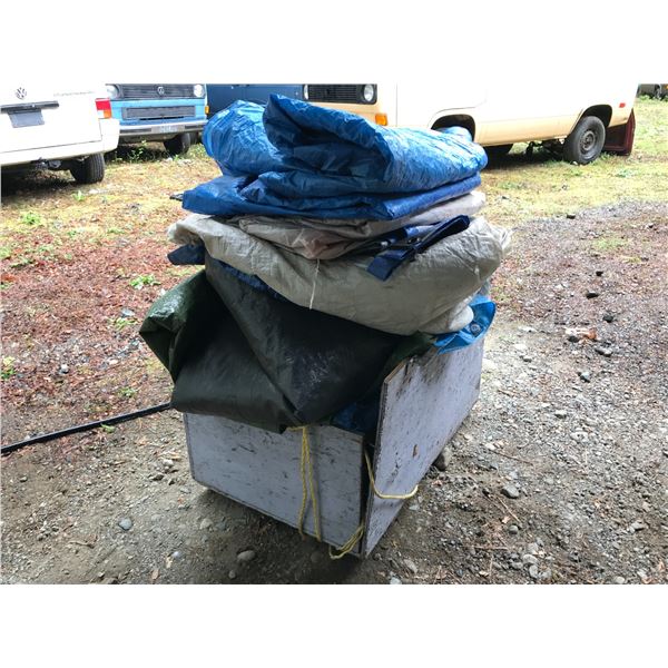 LARGE BIN OF ASSORTED TARPS *NANAIMO*