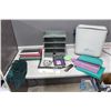 Image 1 : Metal Office Tray w/Supplies, Binders & Carrying Case