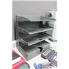 Image 7 : Metal Office Tray w/Supplies, Binders & Carrying Case