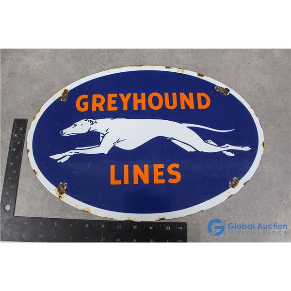 Grey Hound Porcelain Sign