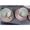 Image 6 : Pink & White Dish Set w/Silver Tray
