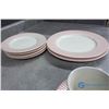 Image 9 : Pink & White Dish Set w/Silver Tray