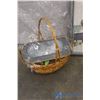 Image 2 : **Galvanized Tin Framed Picture, Sculpture & Wicker Baskets
