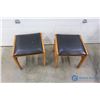 Image 2 : **(2) Padded Wooden Stools