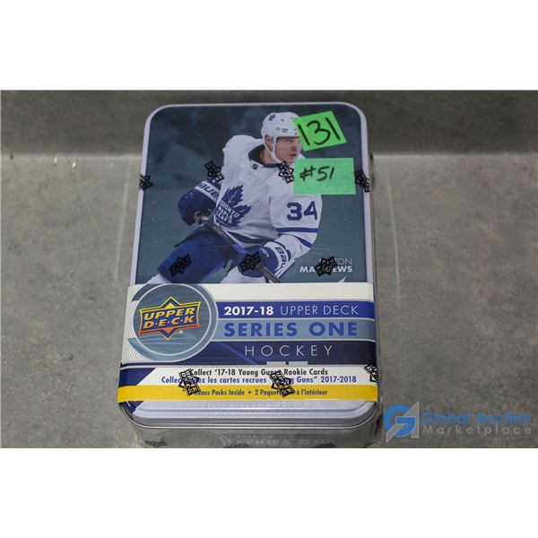 Sealed 2017-18 Upper Deck Series 1 Hockey Cards - Collectors Tin - 12 Packs - Young Guns Rookie Card