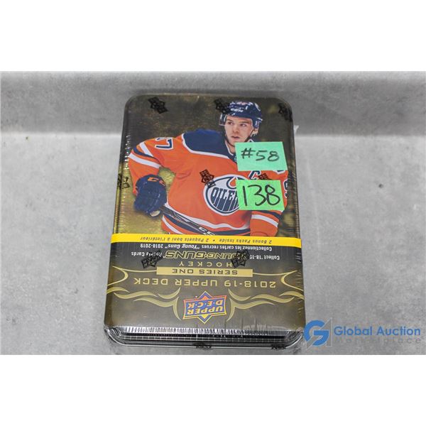 Sealed 2018-19 Upper Deck Series 1 Hockey Cards - Collectors Tin - 12 Packs - Young Guns Rookie Card