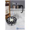 Image 8 : Air Pumper Hot/Cold Beverage Dispenser & Pyrex Coffee Carafe w/Candle