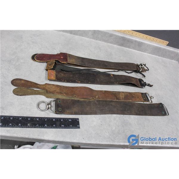 (4) Antique Leather Barber Straps