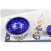 Image 14 : Silver Candlestick & Blue Glass Collectibles