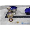 Image 16 : Silver Candlestick & Blue Glass Collectibles