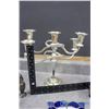 Image 6 : Silver Candlestick & Blue Glass Collectibles