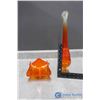 Image 2 : Orange Coloured Glass Candy Dish & Vase