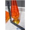 Image 3 : Orange Coloured Glass Candy Dish & Vase