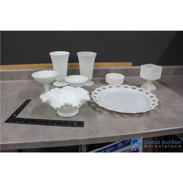 Assorted Milk/ White Glass Pieces