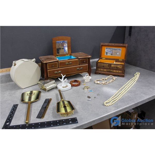 Jewelry Boxes, Vanity Items, Charms & Assorted Collectibles