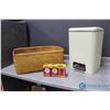 Image 1 : Wicker Basket, Vintage Garbage Can & Home Canning