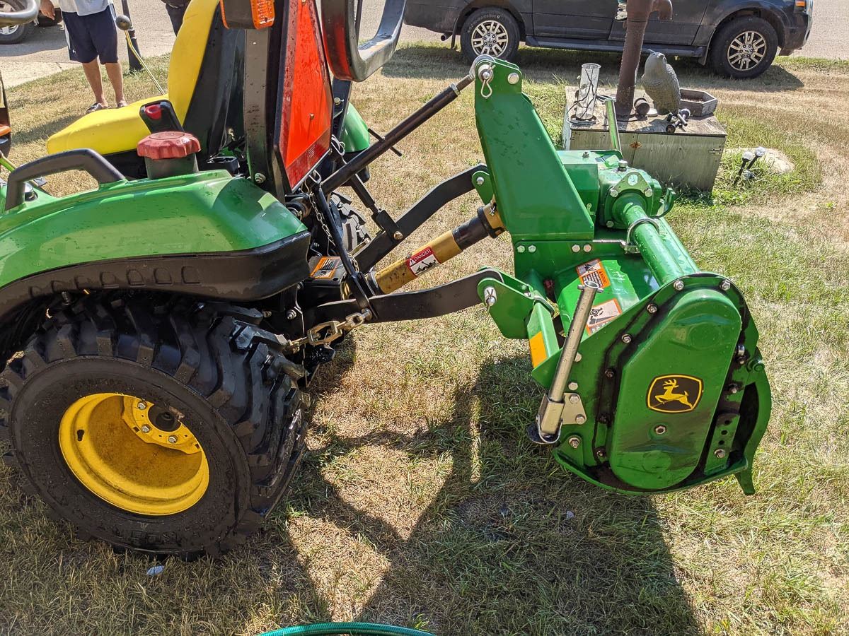 John Deere 1023E MFWD Diesel Yard Tractor w/647 Tiller