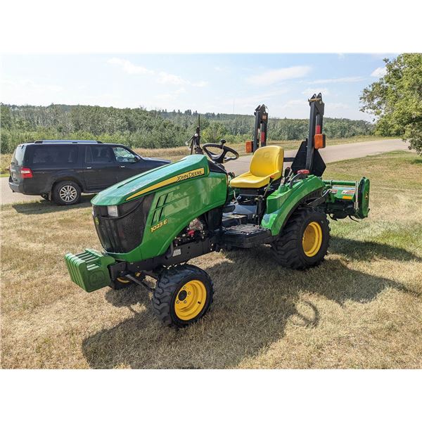 John Deere 1023E MFWD Diesel Yard Tractor w/647 Tiller