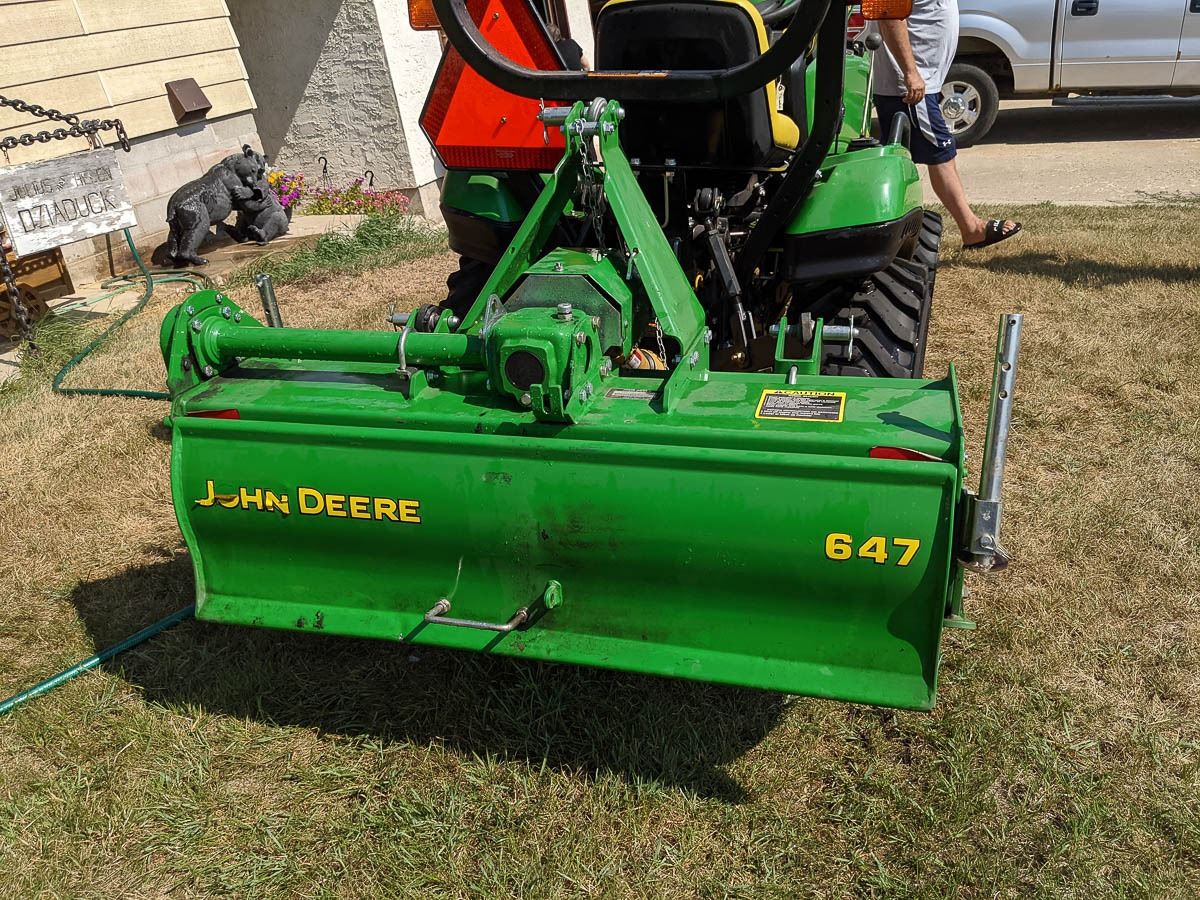 John Deere 1023E MFWD Diesel Yard Tractor w/647 Tiller