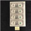 Image 1 : 1995 UNCUT SHEET OF FOUR $1 DOLLAR BILLS