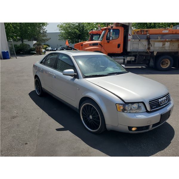 2003 AUDI QUATTRO A4, 1.8 TURBO, 4DR SEDAN, SILVER, VIN # WAULC68E53A106883