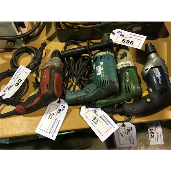 4 ASSORTED 120V CORDED DRILLS