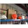 Image 1 : SHELF LOT OF SAFETY EQUIPMENT, HARD HATS, MARKING PAINT, AND MORE