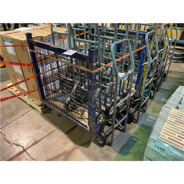 LARGE BLUE METAL MOBILE WAREHOUSE BIN CART 47"W X 49"D X 48"H