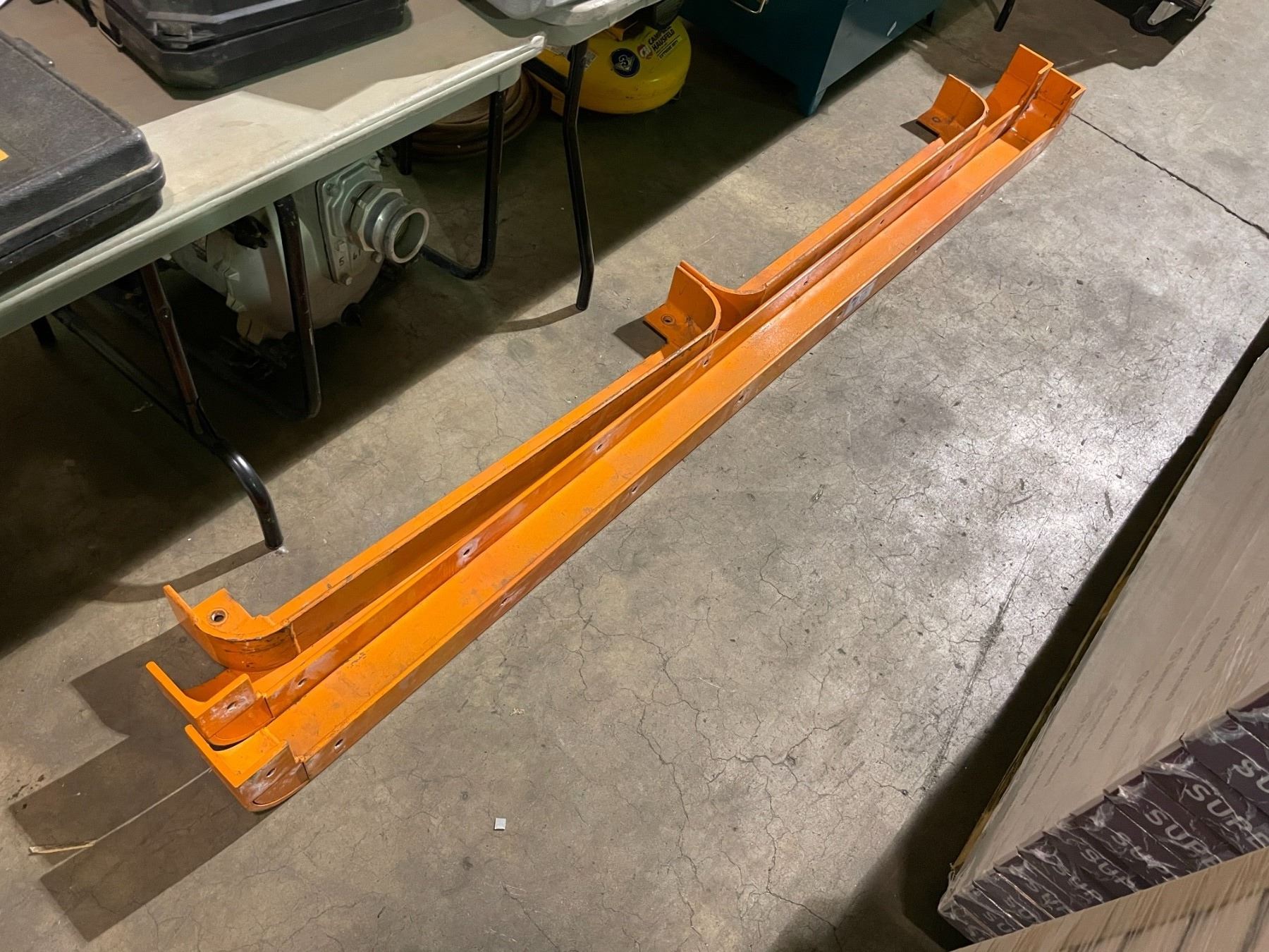 4 ORANGE METAL PALLET RACKING SAFETY GUARDS