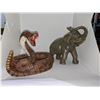 Image 1 : 2 Vintage Teddy Bears, 1 rubber snake and 1 marble elephant